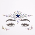 Detailed crown-shaped face and body jewels featuring iridescent gems and blue star - Blue Big Star Iridescent (DA-21-2)