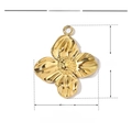Macro shot showing dimensions 18x21mm and 1.6g weight for the gold flower pendant - VG226x3/Small Flower