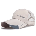 Casquette de baseball en maille beige avec bord gris et design sport respirant - Poche zippée