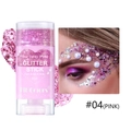 Dettaglio macro dello stick glitter rosa #04 con stelle per trucco viso, capelli e corpo - 4# Rosa