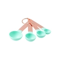 Mint green and rose gold measuring spoons set for baking on a white background - Measuring Spoons (4Pcs Set) / Green