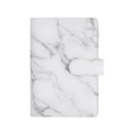 Close-up of white marble pattern PU leather notebook cover with magnetic buckle - A6 No Inner Pages / White Marble