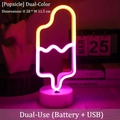 Popsicle neon night light with yellow and pink LED glow on round white base - Popsicle Bicolor