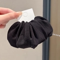 Simple black elastic scrunchie for high ponytail with durable textured fabric design - Set of 4 / 4# Black
