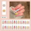 Long stiletto press-on nails set with colorful gradient tint design, model W1602 - Rainbow Smudge Style (W1602)