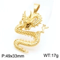 Pendente a forma di drago dorato stile zodiaco con design a S dettagliato 49x33mm - Oro-Solo Pendente(KP130385-MZOZ)