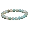 Elastic bracelet with Amazonite stone beads in light blue and beige natural textures - Mixed Stone Amazonite Style