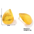 Detailed view of golden teardrop earrings showing 1.8cm height and 2.4cm width dimensions - Vertical Stripe Water Drop Style (E01673-9)