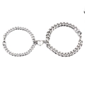 Pulseras de acero inoxidable para parejas con corazón magnético formando un símbolo infinito - cubana cadena / Plateado
