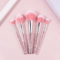 Set di 5 pennelli da trucco con manici glitterati rosa e setole morbide - Set da 5 / Rosa