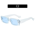 C2 rectangular oversized sunglasses with light blue transparent frame and tinted lenses - Transparent Blue Frame Blue Lens
