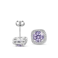 Elegant S925 sterling silver stud earrings featuring round purple moissanite stones - Light Purple (1ct*2)