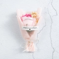 Mini soap rose and dried gypsophila bouquet in Happiness is with you frosted wrap - Large Pink Soap Rose - Pink Frosted Wrap