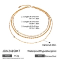 Detailed size chart for a gold three-layer waterproof stainless steel necklace - Gold 3-Layer Style (JDN2410047)