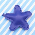 Single purple leather star keychain pendant with detailed stitching and texture - Sapphire Blue