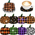 DIY Halloween pumpkin diamond painting coasters set with 8 patterns and black holder - XIN033 Halloween / No Stand/OPP Bag
