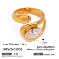 18k gold plated stainless steel adjustable ring with marquise cut zircon stone - Marquise Diamond Minimalist Style (JDRW2405008)