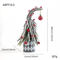 28cm mini snowy Christmas tree with curved top, red berries and grey diamond pattern pot - 28CM Snowy Christmas Tree