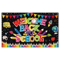 Πολύχρωμο πανό Welcome Back to School με σχολικά είδη σε μαύρο φόντο - 180x110cm / Μαύρο