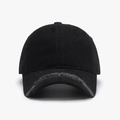 Black washed cotton baseball cap with stylish distressed edge and 6-panel design - Adjustable / Black