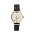 Women's rose gold watch with cream dial, black Milanese strap and small seconds sub-dial - Black