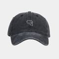 Vintage gewaschene dunkelgraue Baseballkappe mit minimalistischer weißer Hundestickerei - Schwarz / Verstellbar