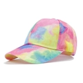 Baseball cap with vibrant pink yellow blue and purple tie-dye pattern on white background - Mixed Color Tie-dye