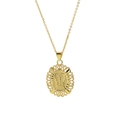 18k gold plated brass oval pendant necklace with vintage hollow floral pattern - Necklace M