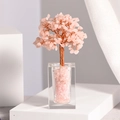 Artistic pink crystal gem tree in square glass bowl for home and office tabletop decor - Short Glass Bottle - Rose Quartz