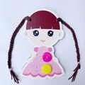 Cartoon girl busy board for kids featuring pink dress buttons and braided hair - Girl Braiding Toy