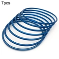 7-piece set of minimalist 3mm stackable stainless steel bangles in glossy blue finish - Blue [7 Rings]
