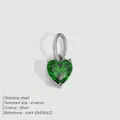 Silberner Edelstahl-Herzanhänger 6mm mit grünem Zirkon für den Geburtsstein Mai - Mai Grün-Silber