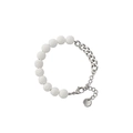 Titanium steel bracelet with white lava stone beads and silver Cuban chain link - White Lava Stone