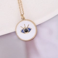 Bohemian gold stainless steel necklace with blue evil eye pendant on soft fabric - Round Blue-Black Evil Eye Style (4#)