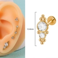 316L stainless steel gold labret piercing with crystal cluster, length 13.4mm - Long Bar Zircon Style (13)