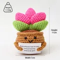 Pink crochet flower pot ornament with positive message card, 11cm height handmade gift - Pink Succulent E Card