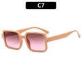 Retro square sunglasses with nude frames and pink gradient lenses featuring silver accents - Orange Frame Pink Lens