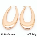 U-shaped hollow oval earrings in rose gold plated stainless steel, 50x26mm size - G-Style U-Shaped Hollow Earrings / Rose Gold