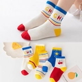 Set of five vibrant cotton socks for children featuring stripes, sun, and cherry patterns - Cherry Children's Socks / 3-5 Years (Feet length 13-15cm)