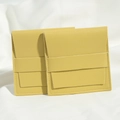 Small yellow textured PU leather jewelry pouch with flip flap closure for necklaces - 8*8cm / Yellow