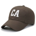 Casquette de baseball marron foncé avec broderie CA blanche et bords effilochés - Réglable / Vert Militaire