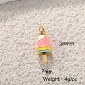 Rosa Eiscreme-Anhänger mit Goldbasis, Größe 20x7mm für DIY-Schmuckherstellung - Rosa Eis am Stiel