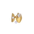 Ocean-inspired 18K gold plated starfish and shell open ring with pearls and zircon - Shell Artificial Pearl Star Style (JZ7483G-1)