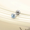 Boucle d'oreille en argent de 4mm avec zircon bleu clair et fermoir à vis plat - Zircon 4mm/Fermoir Disque Plat / Bleu Royal & Jaune Fromage (Pièce Unique)