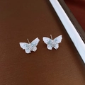 Boucles d'oreilles papillon en argent avec cristaux bleu glacé étincelants pour femme - Papillon en Pierre de Glace (33#) / Argent/Bleu
