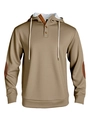 Sudadera caqui de hombre con forro polar, cuello abotonado y coderas marrones en contraste - S / Caqui
