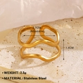 Irregular double-layer wavy 18K gold plated stainless steel adjustable open ring - Double Layer Wave / Gold