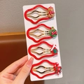 Christmas hair clips set for girls featuring red bear and festive holiday charms - 5-Red Scarf Bear (No Card)