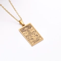 Golden tarot card necklace featuring the Judgement square pendant for women - Judgement