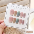 Cat eye press-on nails with 3D heart design and gradient colors in a 10-piece set - Size XS(FM056)